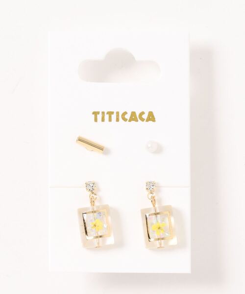 チチカカ(チチカカ)の「スクエアフラワーセットピアス(ピアス(両耳用)・レディース・ピンク/イエロー/グリーン・FREE)」の12枚目の写真
