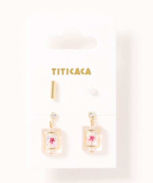 チチカカ(チチカカ)の「スクエアフラワーセットピアス(ピアス(両耳用)・レディース・ピンク/イエロー/グリーン・FREE)」の13枚目の写真