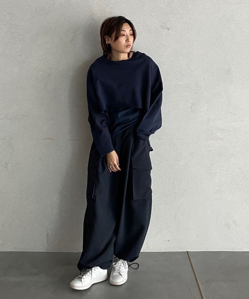 ETRE TOKYO(エトレトウキョウ)の「ドロストペインターパンツ(カーゴパンツ・レディース・アイボリー/ネイビー・M/S)」の6枚目の写真