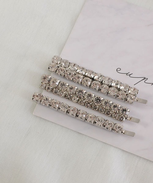 セール】【float】キラキラ ビジュー ゴールド シルバー ヘアピン【3本