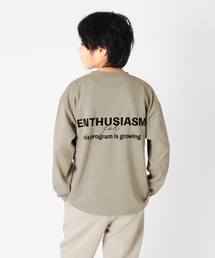 GLAZOS | 厚手天竺・ドロップショルダー前後ロゴプリント長袖Tシャツ(Tシャツ/カットソー)