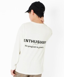 GLAZOS | 厚手天竺・ドロップショルダー前後ロゴプリント長袖Tシャツ(Tシャツ/カットソー)