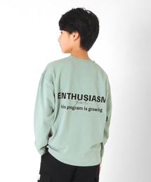 GLAZOS | 厚手天竺・ドロップショルダー前後ロゴプリント長袖Tシャツ(Tシャツ/カットソー)