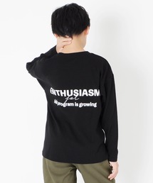 GLAZOS | 厚手天竺・ドロップショルダー前後ロゴプリント長袖Tシャツ(Tシャツ/カットソー)