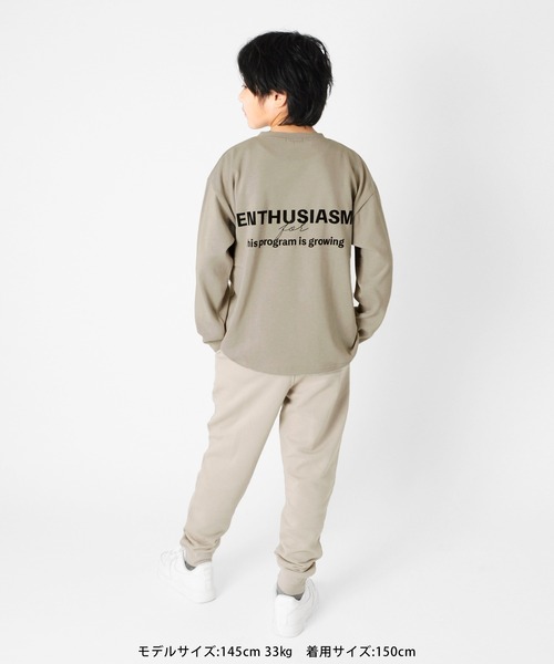 GLAZOS(グラソス)の「厚手天竺・ドロップショルダー前後ロゴプリント長袖Tシャツ(Tシャツ/カットソー・キッズ・ブラック/ホワイト/ベージュ系その他/ライトグリーン・130cm/140cm/160cm/150cm/170cm)」の14枚目の写真