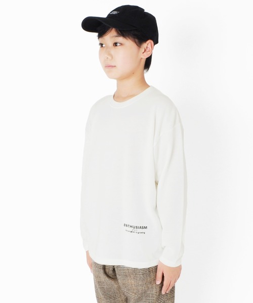 GLAZOS(グラソス)の「厚手天竺・ドロップショルダー前後ロゴプリント長袖Tシャツ(Tシャツ/カットソー・キッズ・ブラック/ホワイト/ベージュ系その他/ライトグリーン・130cm/140cm/160cm/150cm/170cm)」の22枚目の写真