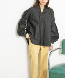 KBF | スモッキングデニムブラウス(シャツ/ブラウス)