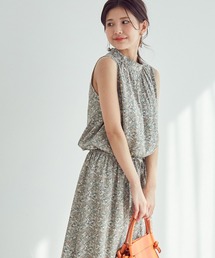 vis-`a-vis | 【WEB限定】小花柄ウエストドロストワンピース(ワンピース)