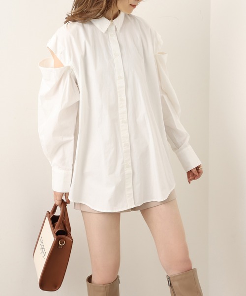 one after another NICE CLAUP（ワンアフターアナザーナイスクラップ）の「肩開きマルチwayシャツ（シャツ/ブラウス・レディース・ネイビー/オフホワイト/その他/ブルー系その他/ピンク系その他/グリーン系その他/ピンク・FREE）」の10枚目の写真