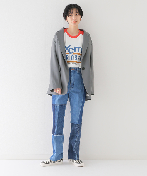 JOINT WORKS(ジョイントワークス)の「J-オーバーサイズテーラードジャケット(テーラードジャケット・レディース・ネイビー/グレー・FREE)」の3枚目の写真