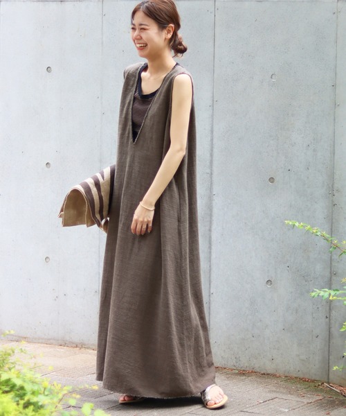 リネンコットンカットオフvネックワンピース ワンピース Standard Journal ワンピース ドレス レリューム のファッション