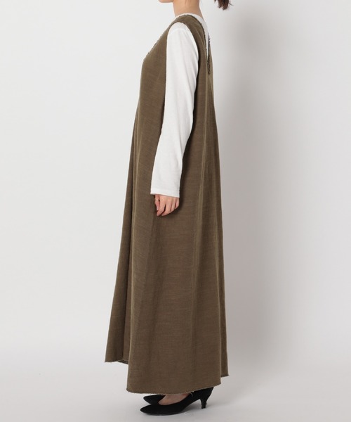 JOURNAL STANDARD relume(ジャーナルスタンダード レリューム)の「リネンコットンカットオフVネックワンピース(ワンピース・レディース・カーキ・FREE)」の8枚目の写真