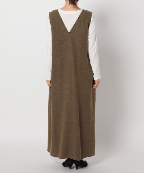 JOURNAL STANDARD relume(ジャーナルスタンダード レリューム)の「リネンコットンカットオフVネックワンピース(ワンピース・レディース・カーキ・FREE)」の9枚目の写真