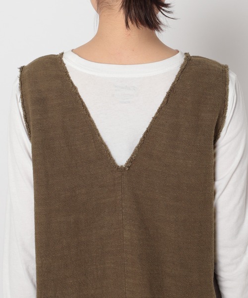 JOURNAL STANDARD relume(ジャーナルスタンダード レリューム)の「リネンコットンカットオフVネックワンピース(ワンピース・レディース・カーキ・FREE)」の10枚目の写真