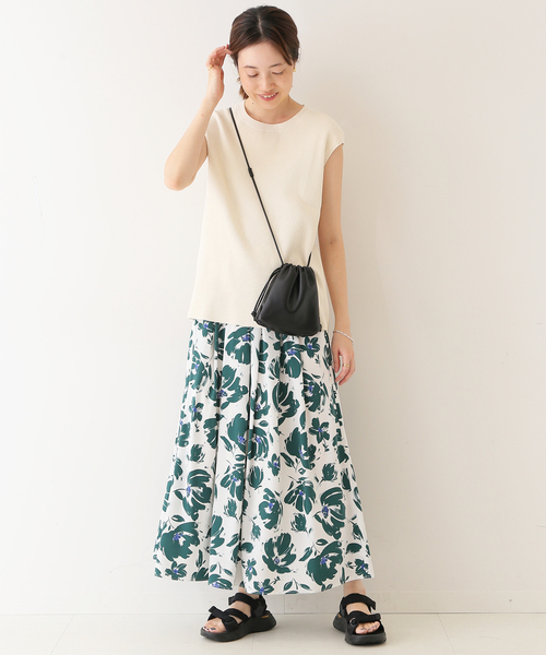 ella selectshopエラ♡ジャガードコクーンスカートネイビー ジーラ GeeRA フレアーチュールロングスカート （ネイビー系