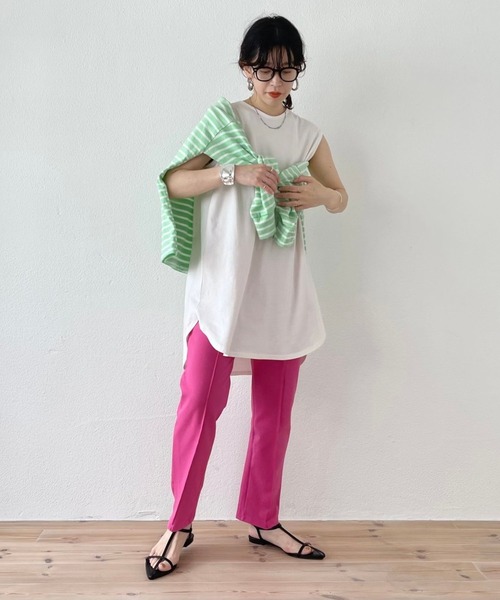 wee9s（ウィークス）の「CHIRARISM tank top / レイヤードにもってこいなチラリズムタンクトップ（タンクトップ・レディース・ブラック/グリーン/アイボリー/グレー・FREE/SHORT）」の21枚目の写真