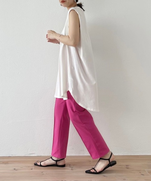 wee9s（ウィークス）の「CHIRARISM tank top / レイヤードにもってこいなチラリズムタンクトップ（タンクトップ・レディース・ブラック/グリーン/アイボリー/グレー・FREE/SHORT）」の9枚目の写真