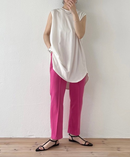 wee9s（ウィークス）の「CHIRARISM tank top / レイヤードにもってこいなチラリズムタンクトップ（タンクトップ・レディース・ブラック/グリーン/アイボリー/グレー・FREE/SHORT）」の10枚目の写真