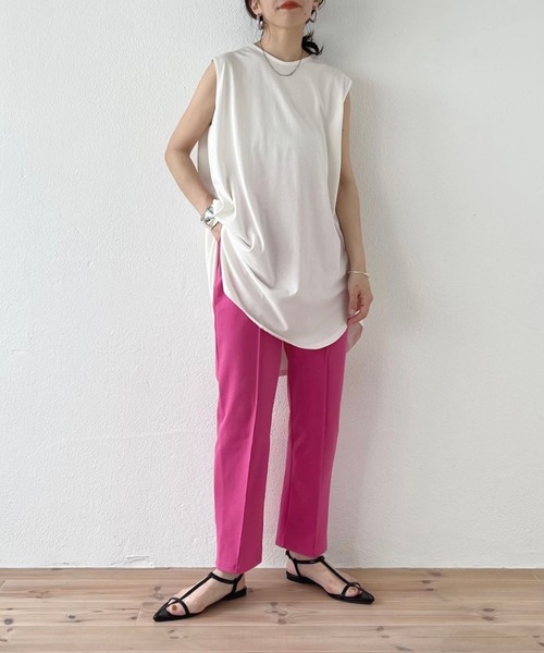 wee9s（ウィークス）の「CHIRARISM tank top / レイヤードにもってこいなチラリズムタンクトップ（タンクトップ・レディース・ブラック/グリーン/アイボリー/グレー・FREE/SHORT）」の12枚目の写真