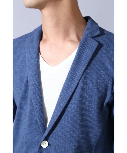 HIGH STREET（ハイストリート）の「HIGH STREET∴ワッフル7分袖テーラーカーディガン（カーディガン/ボレロ・メンズ・ブルー系1・M/LL）」の7枚目の写真