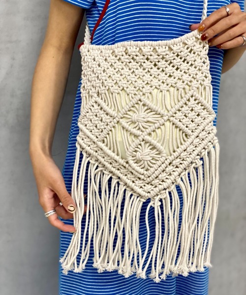 CIAOPANIC（チャオパニック）の「マクラメ編みショルダーバッグ（ショルダーバッグ・レディース・ホワイト/キャメル・FREE）」の7枚目の写真