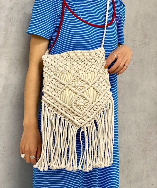 CIAOPANIC（チャオパニック）の「マクラメ編みショルダーバッグ（ショルダーバッグ・レディース・ホワイト/キャメル・FREE）」の10枚目の写真