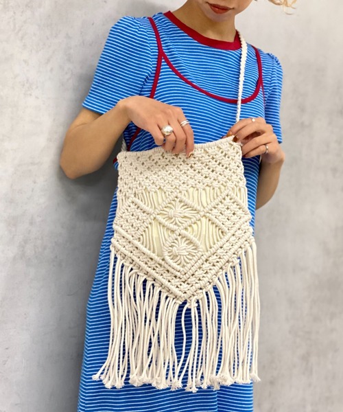 CIAOPANIC（チャオパニック）の「マクラメ編みショルダーバッグ（ショルダーバッグ・レディース・ホワイト/キャメル・FREE）」の11枚目の写真