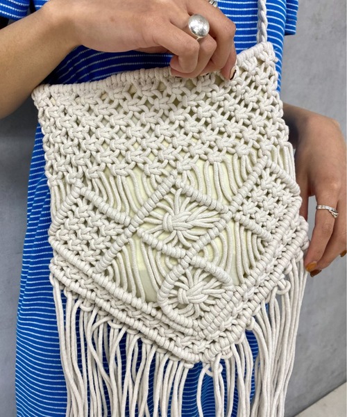 CIAOPANIC（チャオパニック）の「マクラメ編みショルダーバッグ（ショルダーバッグ・レディース・ホワイト/キャメル・FREE）」の14枚目の写真