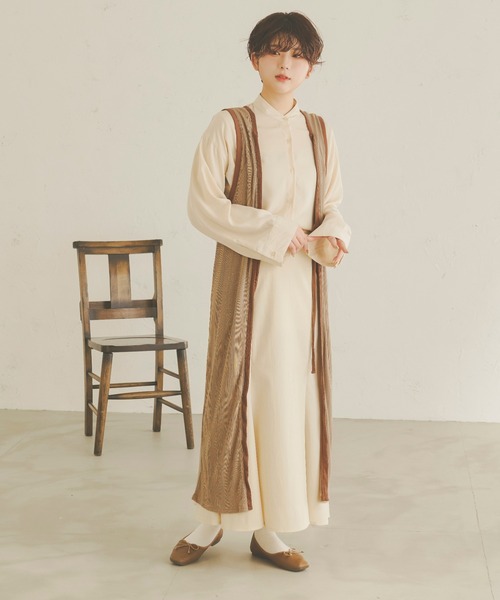 Ambre Neige（アンブルネージュ）の「２WAYロングジレ／【WEB/EC限定商品】（ワンピース・レディース・ダークブラウン/ベージュ・FREE）」の16枚目の写真