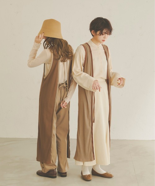 Ambre Neige（アンブルネージュ）の「２WAYロングジレ／【WEB/EC限定商品】（ワンピース・レディース・ダークブラウン/ベージュ・FREE）」の7枚目の写真