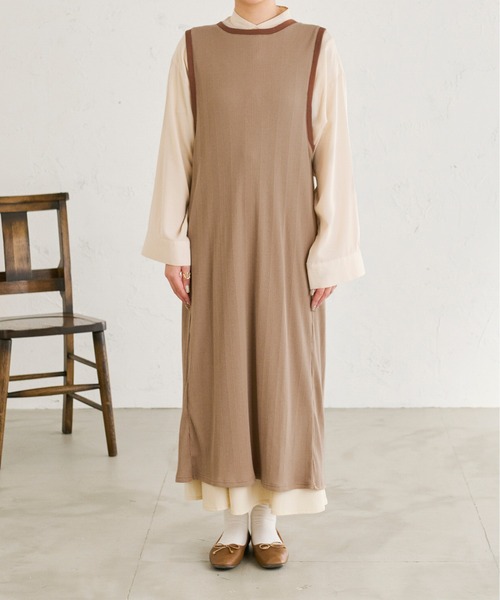 Ambre Neige（アンブルネージュ）の「２WAYロングジレ／【WEB/EC限定商品】（ワンピース・レディース・ダークブラウン/ベージュ・FREE）」の4枚目の写真