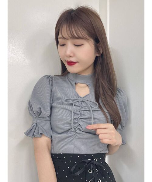 EATME トップス EATME（イートミー）の「FRONTギャザーデコルテリブTOP（Tシャツ