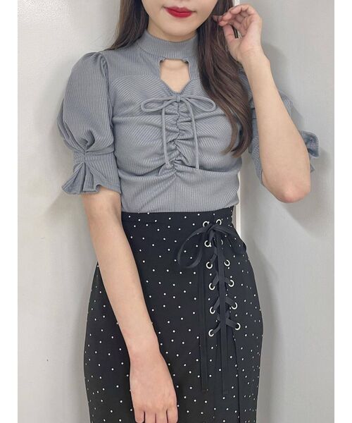 EATME トップス EATME（イートミー）の「FRONTギャザーデコルテリブTOP（Tシャツ