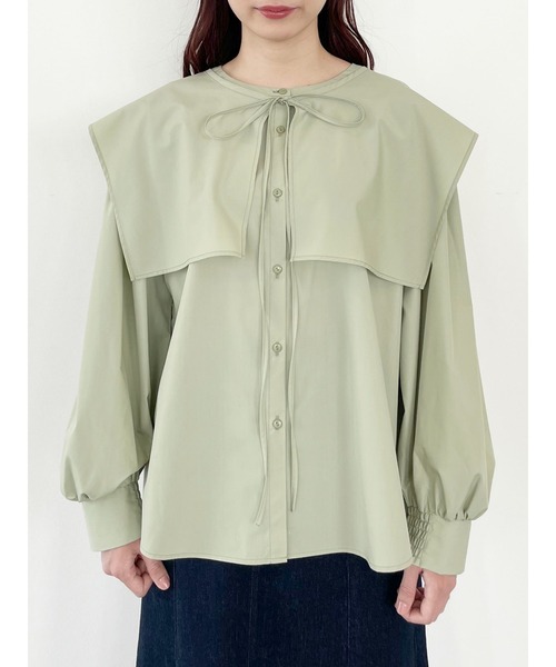 SLURR（スラ―）の「【ちょこびコラボ】スクエア付け襟ブラウス（シャツ/ブラウス・レディース・ミント・FREE）」の6枚目の写真