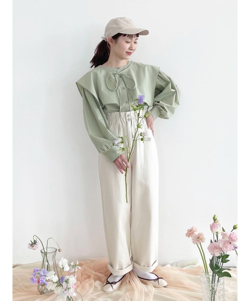 SLURR（スラ―）の「【ちょこびコラボ】スクエア付け襟ブラウス（シャツ/ブラウス・レディース・ミント・FREE）」の10枚目の写真