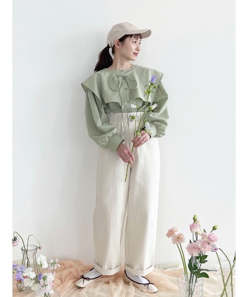 SLURR（スラ―）の「【ちょこびコラボ】スクエア付け襟ブラウス（シャツ/ブラウス・レディース・ミント・FREE）」の11枚目の写真