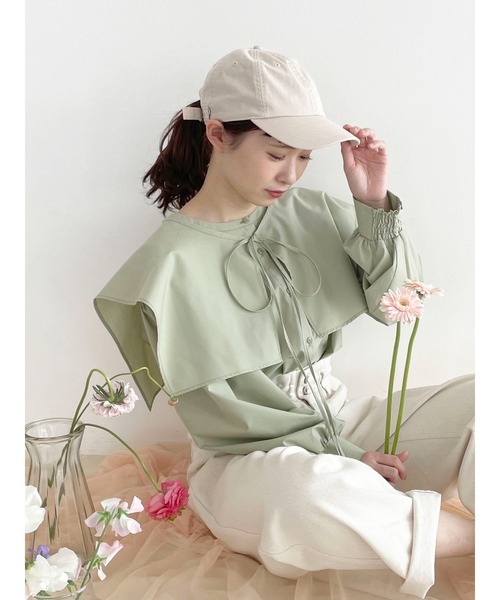 SLURR（スラ―）の「【ちょこびコラボ】スクエア付け襟ブラウス（シャツ/ブラウス・レディース・ミント・FREE）」の13枚目の写真