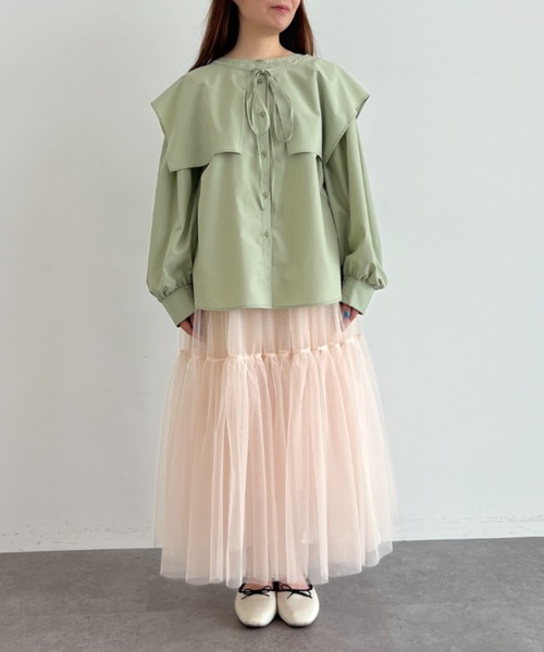 SLURR（スラ―）の「【ちょこびコラボ】スクエア付け襟ブラウス（シャツ/ブラウス・レディース・ミント・FREE）」の19枚目の写真