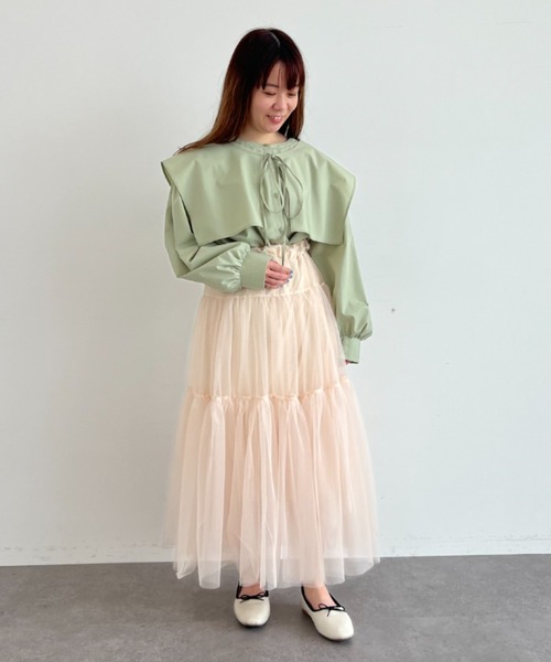 SLURR（スラ―）の「【ちょこびコラボ】スクエア付け襟ブラウス（シャツ/ブラウス・レディース・ミント・FREE）」の14枚目の写真