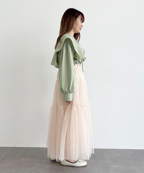 SLURR（スラ―）の「【ちょこびコラボ】スクエア付け襟ブラウス（シャツ/ブラウス・レディース・ミント・FREE）」の15枚目の写真