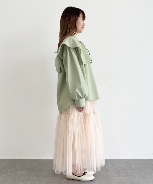 SLURR（スラ―）の「【ちょこびコラボ】スクエア付け襟ブラウス（シャツ/ブラウス・レディース・ミント・FREE）」の21枚目の写真