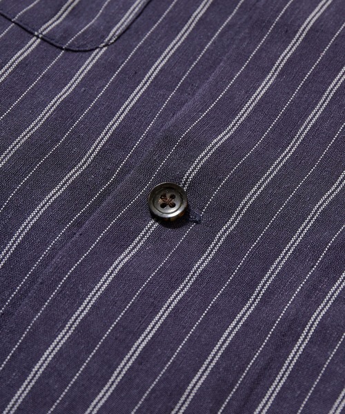 UNION STATION（ユニオンステーション）の「綿麻ストライプオープンカラー半袖シャツ（シャツ/ブラウス・メンズ・オフホワイト/ネイビー/レンガ・M/L）」の20枚目の写真