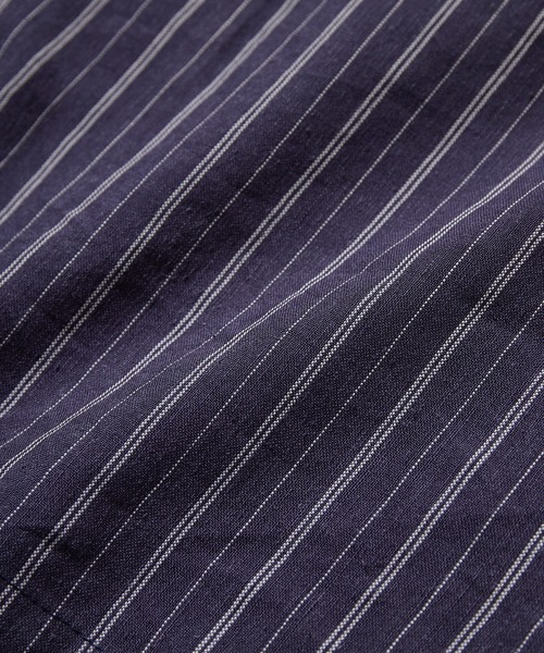 UNION STATION（ユニオンステーション）の「綿麻ストライプオープンカラー半袖シャツ（シャツ/ブラウス・メンズ・オフホワイト/ネイビー/レンガ・M/L）」の21枚目の写真