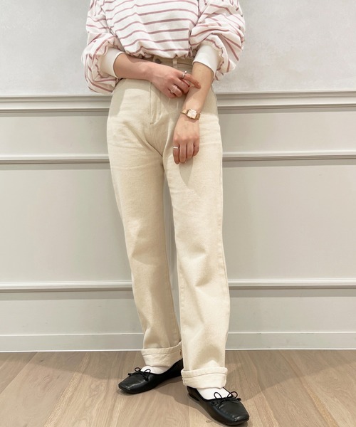 apres jour（アプレジュール）の「ハイウエストスリムストレートパンツ【ZOZOTOWN限定アイテム】（デニムパンツ・レディース・ダークブルー/オフホワイト/ブルー・MEDIUM/X-LARGE/LARGE/SMALL）」の7枚目の写真