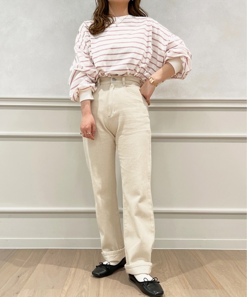 apres jour（アプレジュール）の「ハイウエストスリムストレートパンツ【ZOZOTOWN限定アイテム】（デニムパンツ・レディース・ダークブルー/オフホワイト/ブルー・MEDIUM/X-LARGE/LARGE/SMALL）」の10枚目の写真