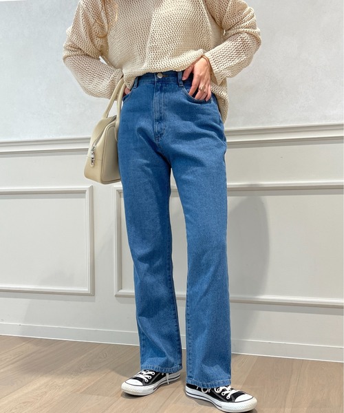 apres jour（アプレジュール）の「ハイウエストスリムストレートパンツ【ZOZOTOWN限定アイテム】（デニムパンツ・レディース・ダークブルー/オフホワイト/ブルー・MEDIUM/X-LARGE/LARGE/SMALL）」の14枚目の写真
