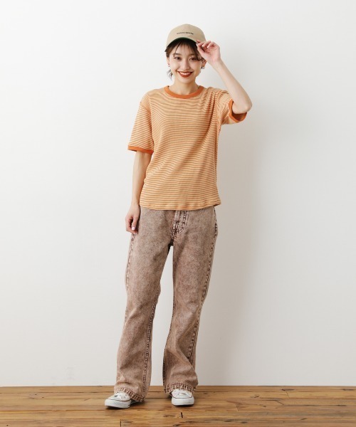 RODEO CROWNS WIDE BOWL（ロデオクラウンズワイドボウル）の「ボーダーリブTシャツ（Tシャツ/カットソー・レディース・ブラック系その他/グリーン系その他/オレンジ系その他・FREE）」の6枚目の写真