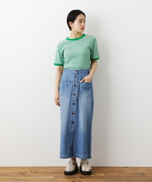 RODEO CROWNS WIDE BOWL（ロデオクラウンズワイドボウル）の「ボーダーリブTシャツ（Tシャツ/カットソー・レディース・ブラック系その他/グリーン系その他/オレンジ系その他・FREE）」の12枚目の写真