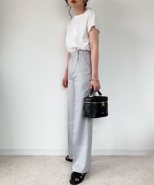 Re:EDIT（リエディ）の「[辻元舞さん着用][低身長/高身長サイズ/大きいサイズ有]ドライタッチセンタープレスカラースラックス（スラックス・レディース・ピンク/グレー/グリーン/モカ/ブラック/ブルー/ベージュ系その他/レッド・SHORT/LARGE/MEDIUM/SMALL/AM/TALL/X-LARGE）」の13枚目の写真