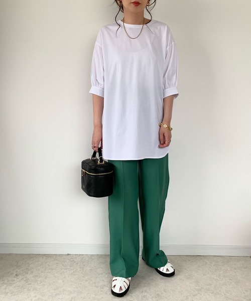 Re:EDIT（リエディ）の「[辻元舞さん着用][低身長/高身長サイズ/大きいサイズ有]ドライタッチセンタープレスカラースラックス（スラックス・レディース・ピンク/グレー/グリーン/モカ/ブラック/ブルー/ベージュ系その他/レッド・SHORT/LARGE/MEDIUM/SMALL/AM/TALL/X-LARGE）」の21枚目の写真